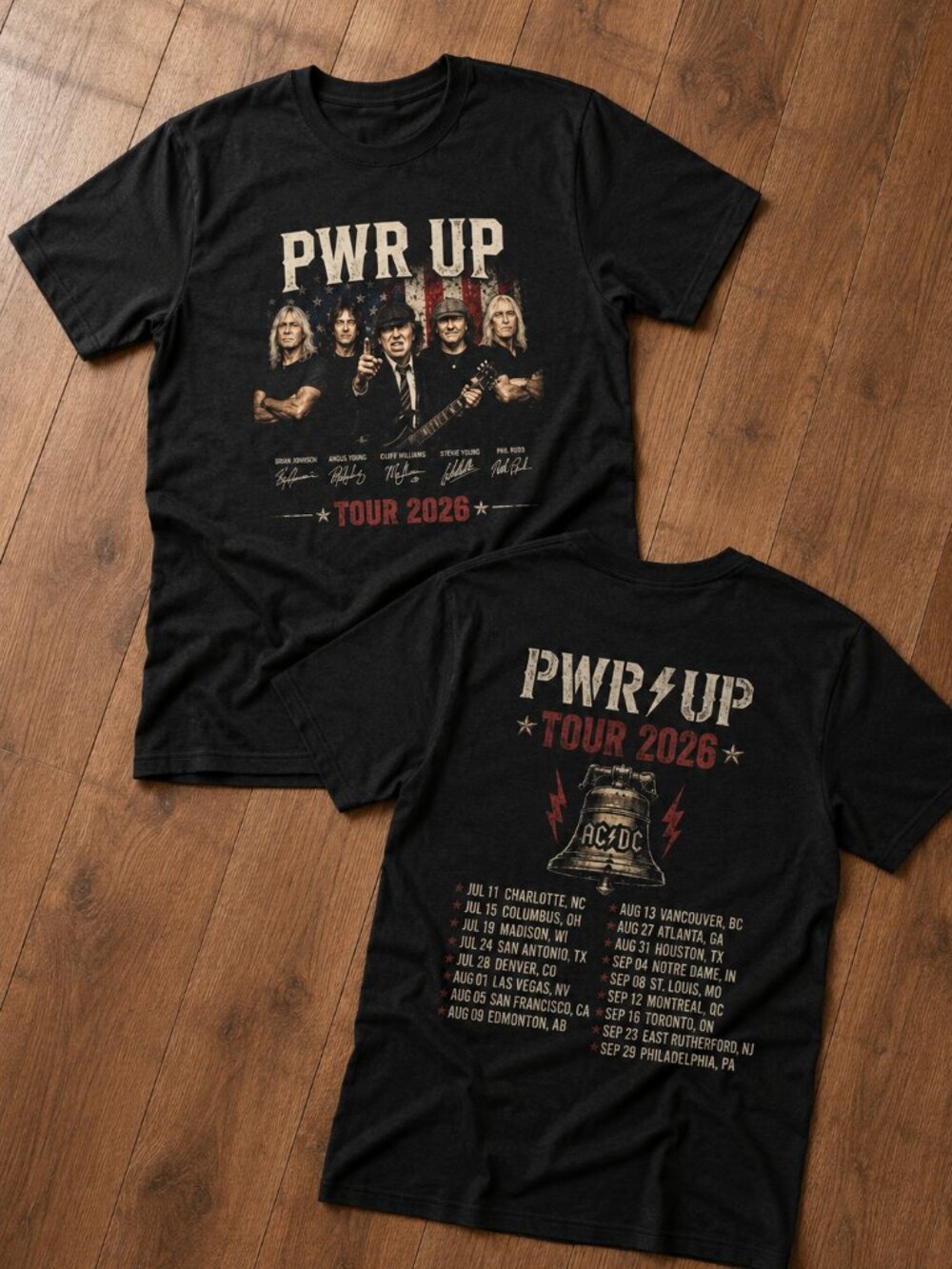 AC DC PWR UP Tour 2026 Front Back T-shirt